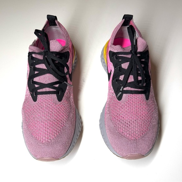 Nike Women’s Epic React Flyknit Running Shoes Plum Dust Pink Blast Size- 9 - Picture 2 of 9